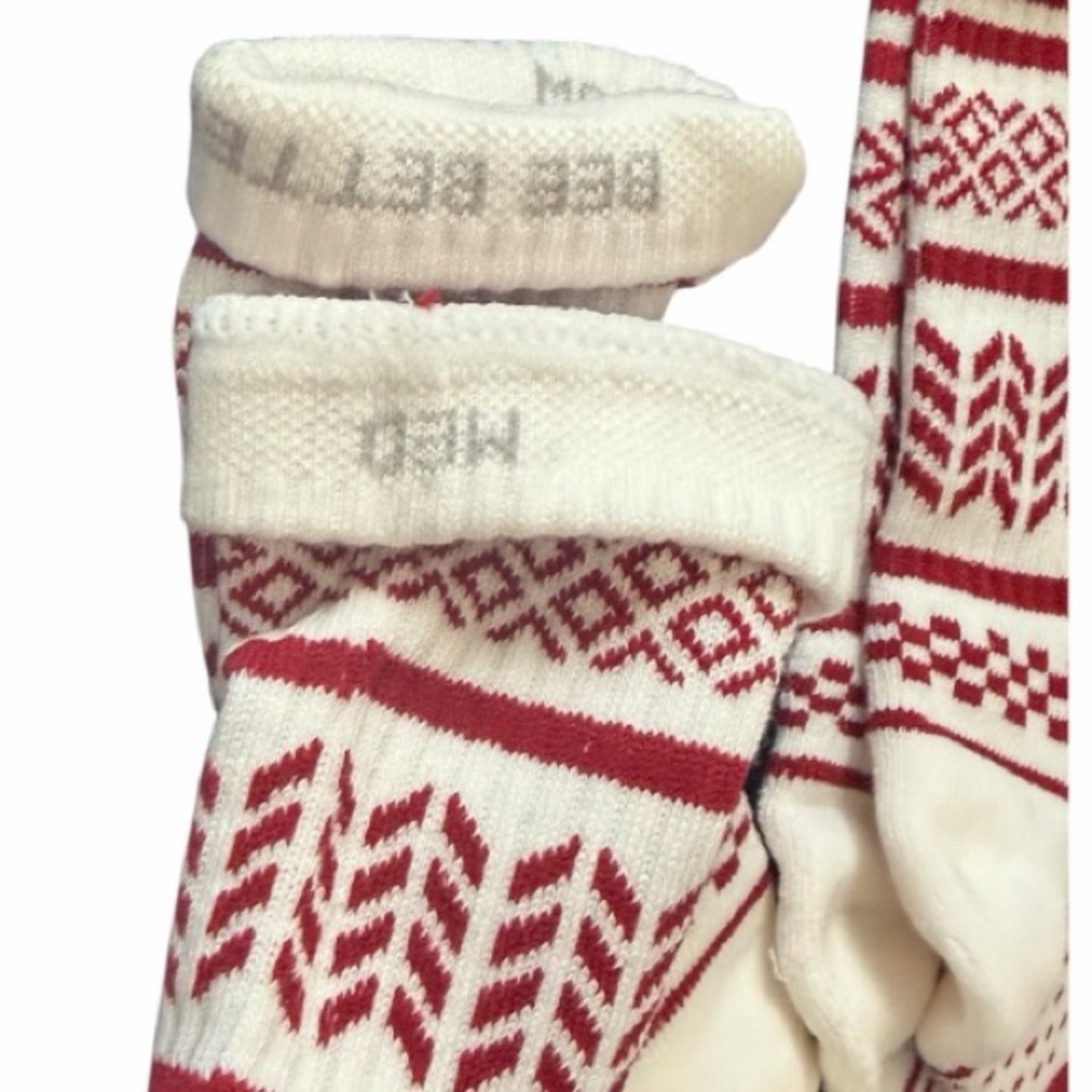 Bombas 2 Pair Socks Size M 

Fairisle Ankle Red & Cream - Picture 3 of 6
